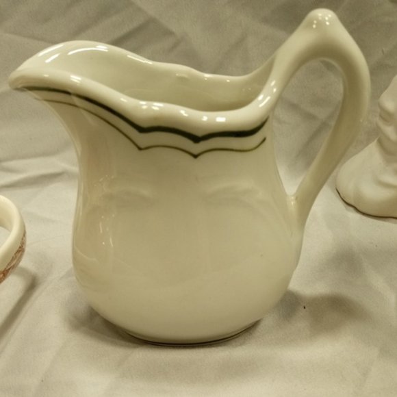 Sterling China Company Pitcher with Emerald Green Striping - Perfect! - Picture 1 of 2